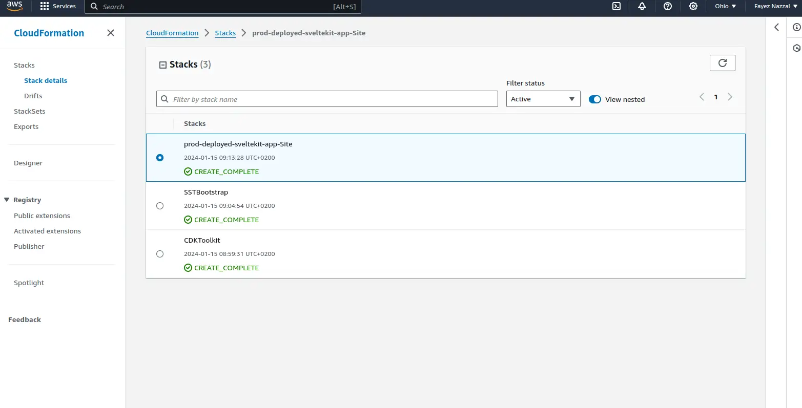 CloudFormation stacks automatically created by SST